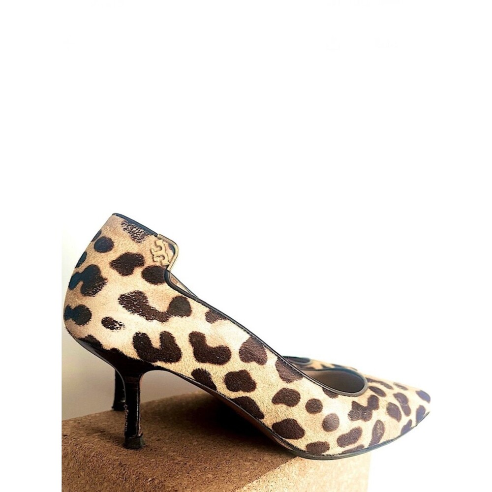 Tory Burch Pony Hair Leopard Print Pointed Toe Heels Worn Size 7.5 - Worn As-Is